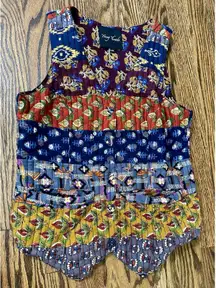 Young Threads Women's S/M Hippie‎ Boho Patchwork Quilted Vest 100% Cotton EUC