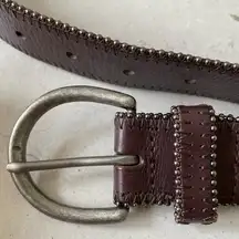 American Eagle leather belt with metal beading on edges