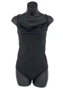 THINX Semi-Sheer Panel Stretch-Woven Period Leotard Black XL