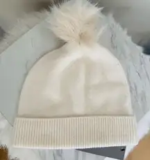 Nordstrom Faux‎ Fur Cashmere Pompom Beanie, Pink, 100% Ivory Cream, NWT