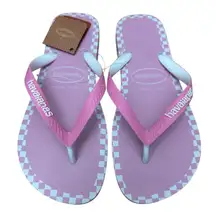 HAVAIANAS Sz 41 - 42 | US 9 10 Checkmate Gray Pink White Flip Flops Sandals