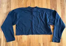 Free People We The Free Basic Cropped Long Tee Mock Neck Washed Black XS