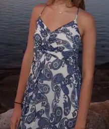 Blue and white paisley maxi dress