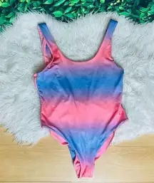 Cabana del Sol Open back shimmer swimsuit ombre pink and purple XL