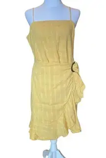 American Eagle Yellow Ruffled Boho Wrap Dress Womens Large