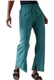 Athleta Teal 100% Linen Pants sz 6 Athleta Retreat Linen High Rise Wide Leg Pant