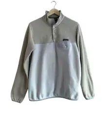Patagonia Synchilla Women Snap-T Fleece Jacket Size Large Gray Beige Colorblock‎