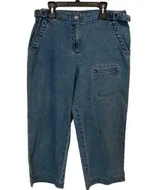 Vintage Kim Rogers Culotte Denim Jeans Women’s 8 Adjustable waist Retro Capris