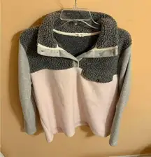 DONNI. Tri Color Sherpa Pullover