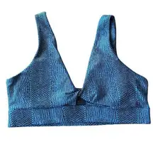 L*Space Active Women’s L Do The Twist Sports Bra Teal Blue Croc Print Padded New