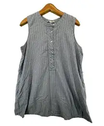 Lounge Beach Lunch  Dress Blue Striped XL Sleeveless Cotton Quarter-Button Casual