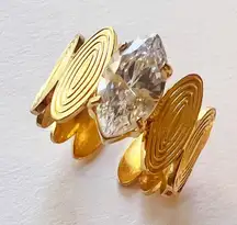 Gold adjustable ring with high quality zirconia 