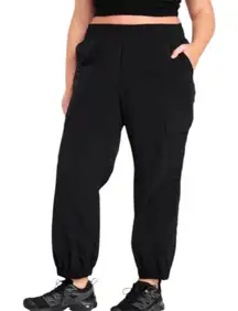 NWT! Black High-Waisted Ankle-Zip Cargo Jogger Pants L