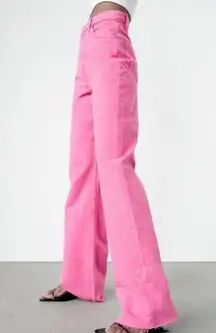 ZARA Pink Wide Leg HIgh Rise Denim Jeans Size 38 / US 6 NEW NWT