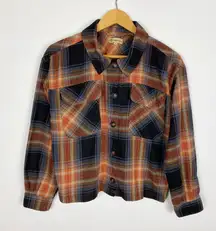 Flannel Shirt Jacket Plaid Button Front Size Small