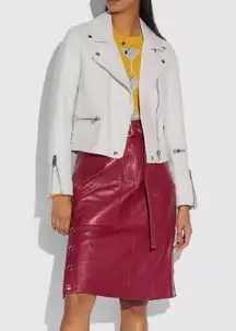 Coach leather biker jacket in cream/ off-white NWOT