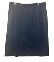 Liz Claiborne Women Skirt 14P Navy Wool Lined Minimalist Classic Career Capsule