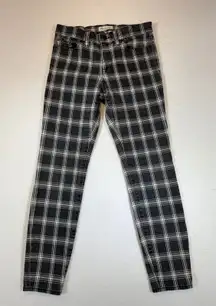 Madewell High Rise Skinny Plaid Jeans Black White Women's Size 28