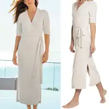 Cozychic Ultra Lite Wrap Dress in Sand Dune Cream NWT Size XS