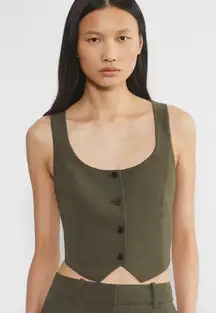 Aritzia Wilfred Artusi Women’s Vest Dark Olive Trendy Minimalist Size 6