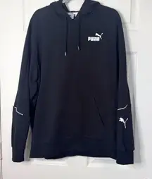 Black Puma Hoodie - Unisex Size XL - White Logo & Mesh Hood Detail - Sport