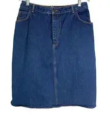 Vintage 80s Gitano Denim Skirt M Dark Wash Jean Pockets Button Zip