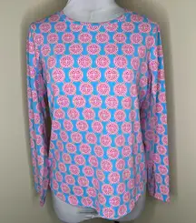 IBKUL Cooling Top MEDIUM Geometric Blue Pink Ventilated Mesh Golf Sports Outdoor