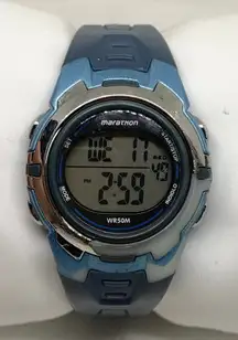 Marathon women’s digital sports watch 33mm blue tone quartz plastic band running