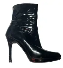 Stuart Weitzman Apollo Womens Black Patent Leather Heeled Ankle Boots Size 6
