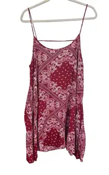 Free People Womens Sz M Boho Paisley Bandana Scoop Neck Handkerchief Slip Dress
