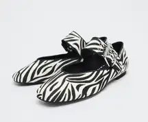 Zara Black White Zebra Animal Print Pattern Ballet Flats Slippers Shoes