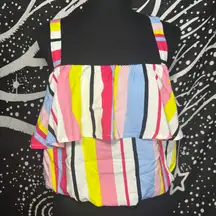 Pink Multi Vertical Stripe Crop-top Cover-up S