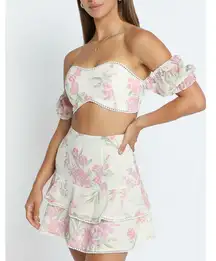 Showpo Final Resort two piece set in cream floral