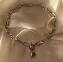 Silver Mini Lock Toggle Choker On Paperclip Chain