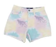 NEW Hollister High-Rise Vintage Short 4 Inch Pastel Tie Dye Denim Size W25 1