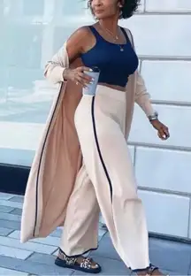 Zara Tan/Beige 2pc Long  Duster Pants Set(Duster Small/Pants Medium)