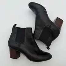 Frye Stella Black Leather Chelsea Casual Boots Block Heel Slip On 8