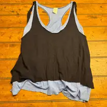 WE THE FREE Layered Tank Top Black Blue Racerback Raw Hem Size XS