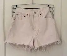 Re/Done Cream Frayed Jean Shorts 26 Waist