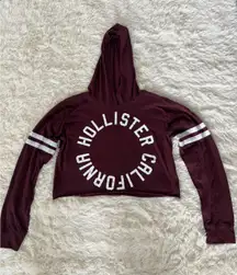 Hollister‎ California Crop Top Hoodie Long Sleeve Maroon Stripes Womens small