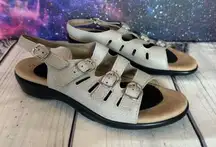 SAS Mystic Slingback Sandals Womens 9.5 Web Linen Beige Leather Comfort Shoes