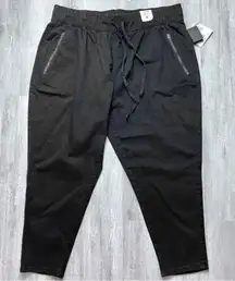 Black Elastic Waist Utility Jeans 1X