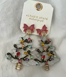 NEW Altar’d State Arula Christmas Tree Bow Earrings NWT