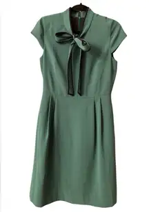 J.Crew Bow Tie Neck Dress in 365 Crepe Cap Sleeve Green