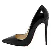 Christian Louboutin  So Kate 120 Black Patent Leather Pointed Toe Stiletto Pumps