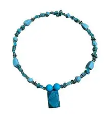 Vintage Blue Beaded Choker Necklace