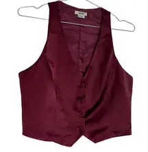 Jason Wu Oxblood Red Satin Button Up Vest Burgundy Maroon