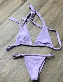 Lavender Bikini Set - retro halter - small