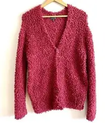 RXB Maroon Soft Fuzzy Knit Sweater Cardigan