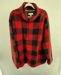 Koolaburra by UGG 2X Red Buffalo Plaid Sherpa Fleece Half Zip Pullover Plus